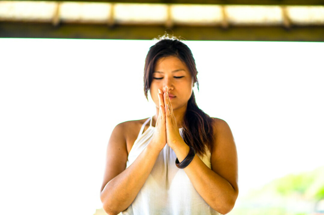 woman practicing deep breathing