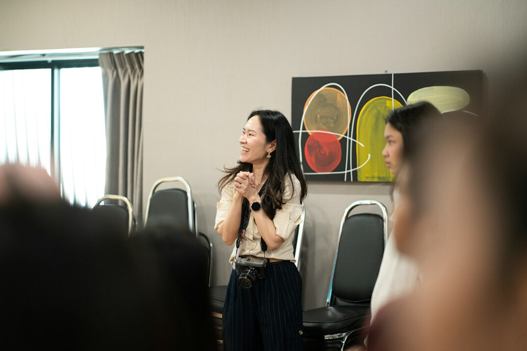 woman practicing speech