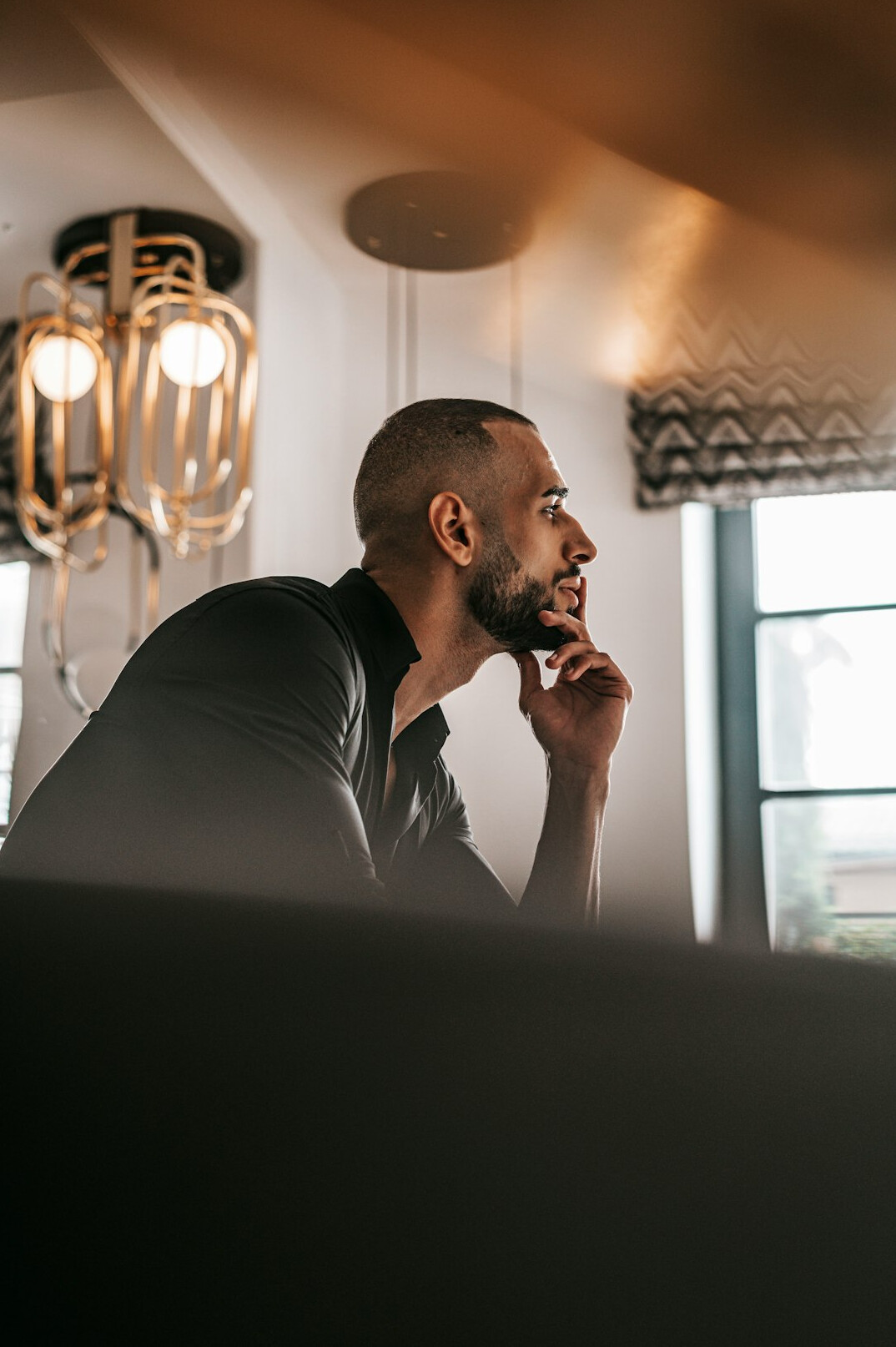 man thinking during negotiation
